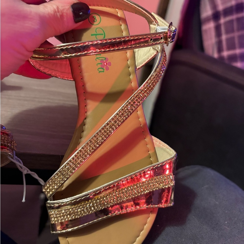 Gold Strappy Kids Sandals